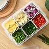Scallion Preservation Box Plastic Fridge Fresh-Keeping Container with Lid and 6 Grids Draining Crisper Portable Divided Fruit