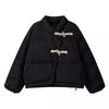Two horn buckle down jacket women's short 2024 winter fashion stand-up collar sweet warm white duck down bread jacket tide