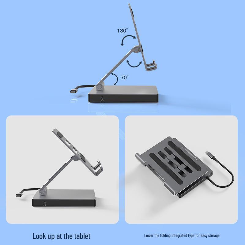 Aluminum Alloy Type-C Docking Station: Tablet & Laptop USB Hub with HDMI 2.0 & Gigabit Ethernet.