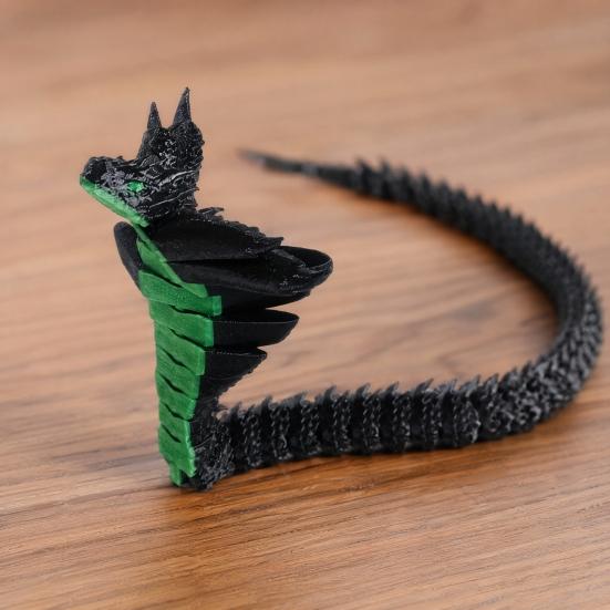 Snake Ornament, 3D Printing Poseable Snake Figure with Movable Joints Flexible Postures, Dark Themed Animal Desktop Collection Ornament