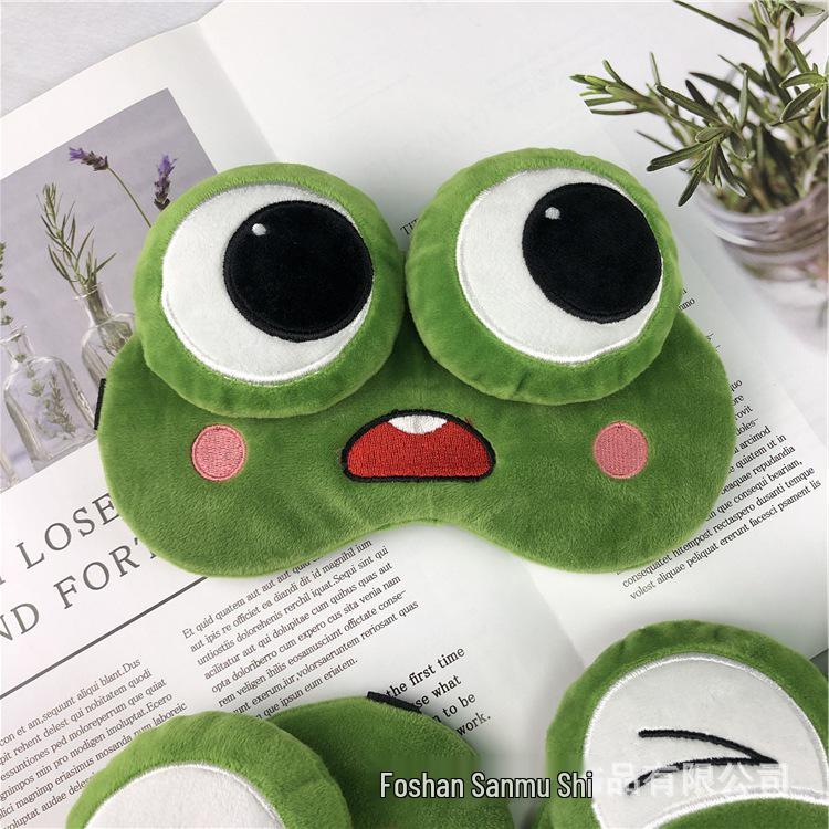 Sam Accessories Plush Frog Eye Mask - Breathable Light-Blocking Sleep Protection with Big Eyes Design.
