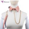 PU Leather Collar and Leash Neck Bondage Restraint with Steel Chain SM Sex Toy for Couple Women Men