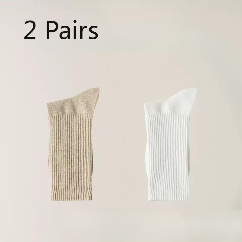 2 Pairs of Socks, Men's Mid-calf Socks, Pure Cotton Antibacterial Boneless Socks, Anti-odor Breathable Sports Socks, Autumn and Winter Long Calf Socks