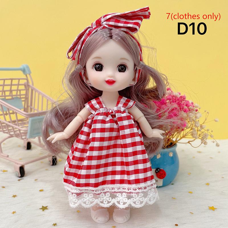 Nová mini panenka miminko holčička 17 cm s 13 pohyblivými klouby, 3D velké oči pro holčičky, DIY oblékání