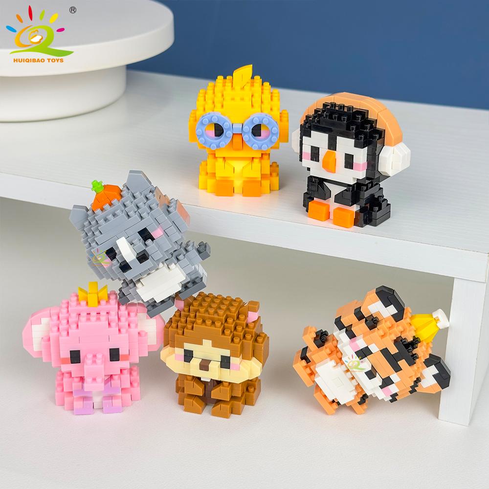 HUIQIBAO Mini Drăguț Anima Micro Blocuri de Construcție 3D Model Diamant LION Cărămizi DIY Jucării de Construcție Oraș pentru Copii Cadou