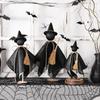 3 Piece Cotton Fabric Witch Specter Decorations For Halloween Home Party Display Wooden Base Accessories Set