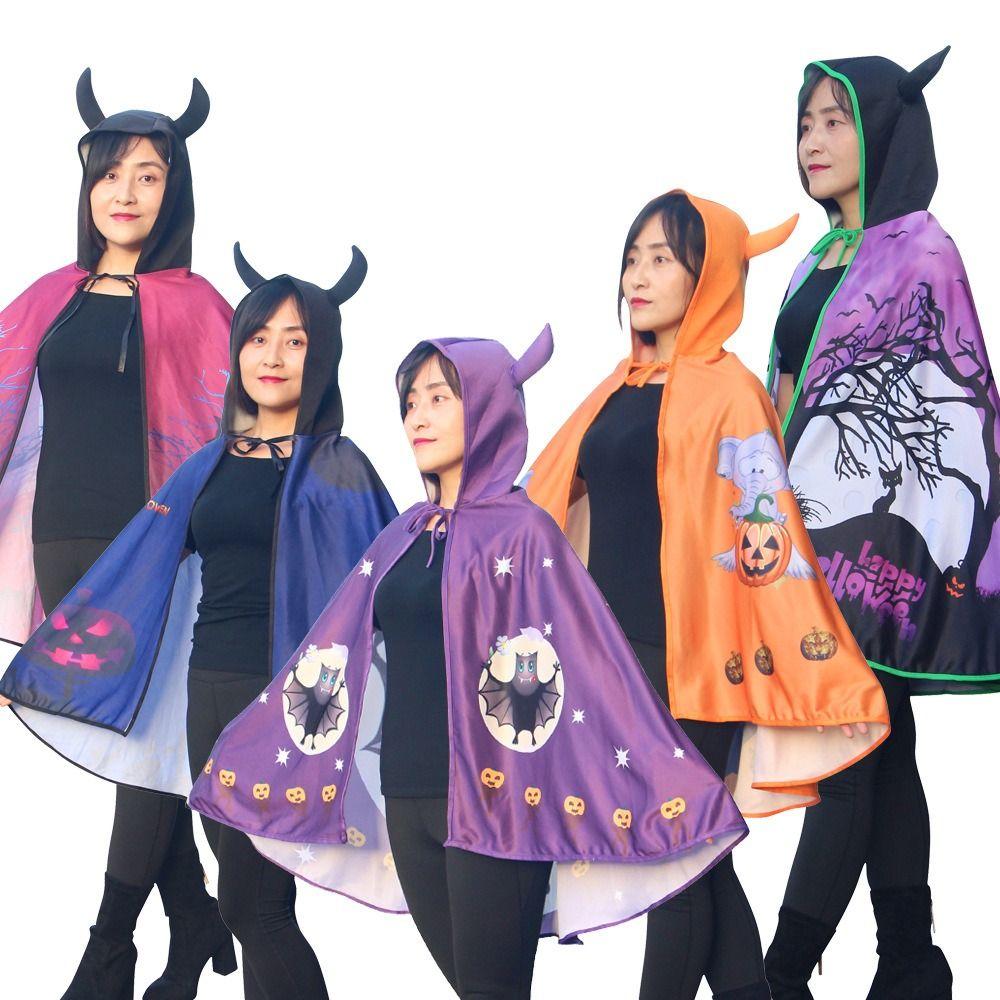 

Adult Kids Devil Horn Hooded Cloak Children Day Halloween Cosplay Cloak Cosplay Costume Halloween