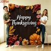 280Gsm Happy Thanksgiving Tapestry, Autumn Pumpkin And Floral Print Wall Hanging, Fall Season Home Decor for Living Room Bedroom Background, Cozy Harv