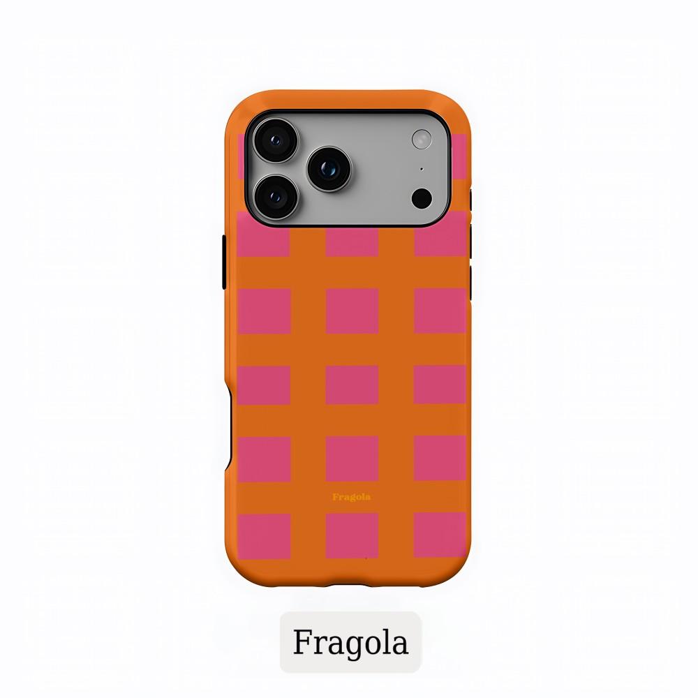 Phone Case for iPhone 17 16 15 14 13 12 11 X XS XR Air Pro Max Plus Luxury Clmj Fragola Coloful Grids Double-layer Back Cover