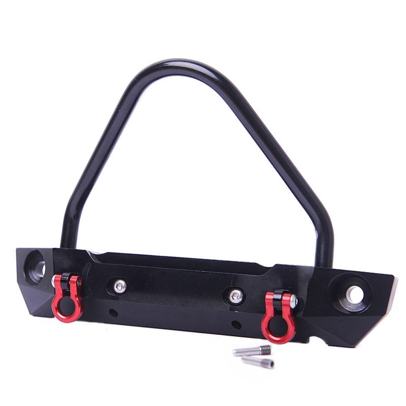 

Cnc Machined Metal Front Bumper Bull Bar With Shackles In Black For Axial Scx10 Trx-4 Jeep Rc Truck Black