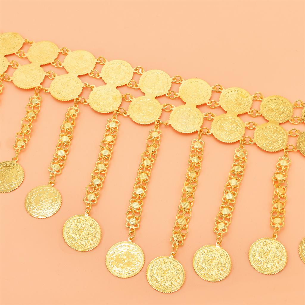 Handmade Sturdy Alloy Double Strand Coin Tassels Hip Scarf Portable Accessory for Dance Classes and Stage Shows