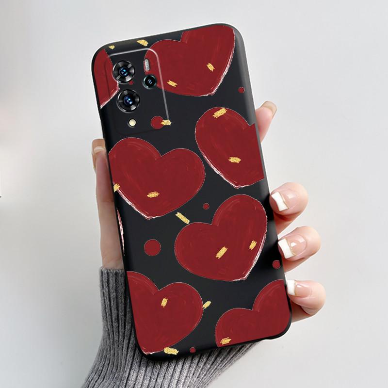 Cute Cartoon Case For ZTE Blade V40 Pro Capa Shockproof Fundas Printing Shell Protective Cover Soft Silicone Black Casing Coque