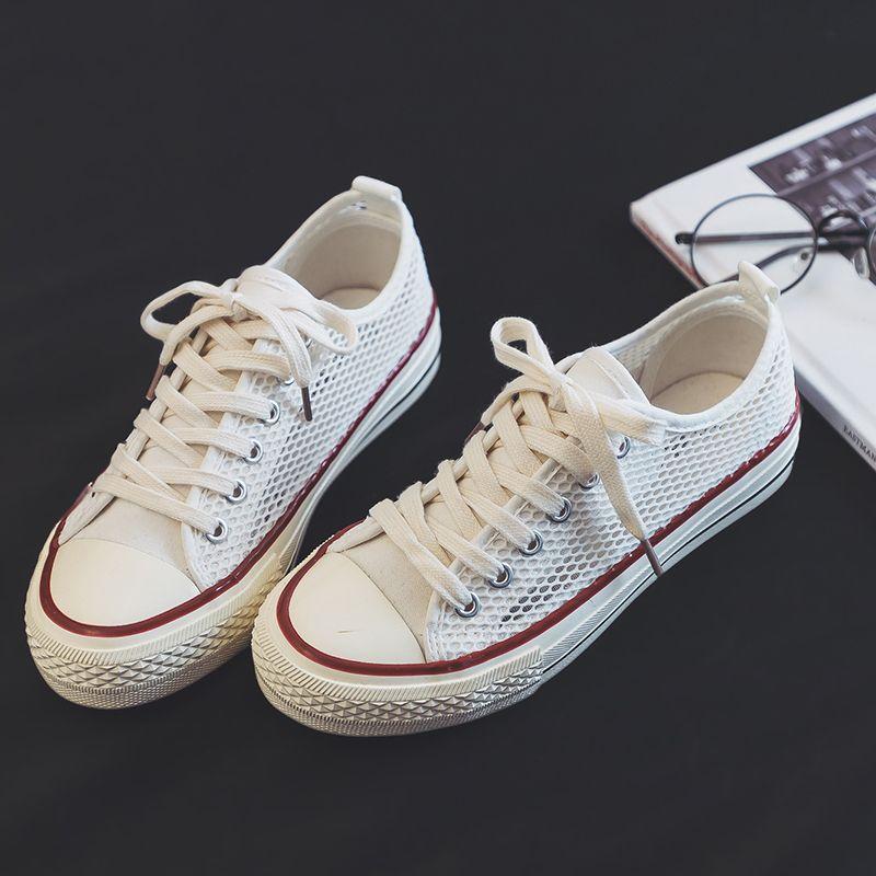 

Женские белые туфли, летние, новые, универсальные, дышащие, сетчатые, вуалевые, повседневные, кроссовки, ажурные, парусиновые туфли для женщин 40 белый