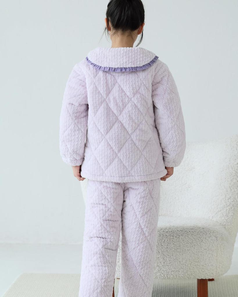 Lulu Cow Girls' Winter Flanell Gesteppter Pyjama - Warme Dreilagige Nachtwäsche für Mittlere und Große Mädchen