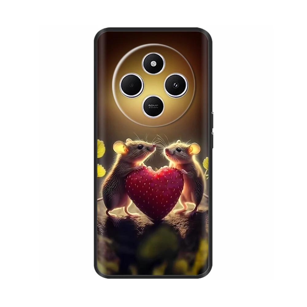 Shockproof Funda For Xiaomi Redmi A4 5G Case 6.88" Soft TPU Silicone Phone Cover For RedmiA4 2024 A 4 Capas Printed Heart Flower