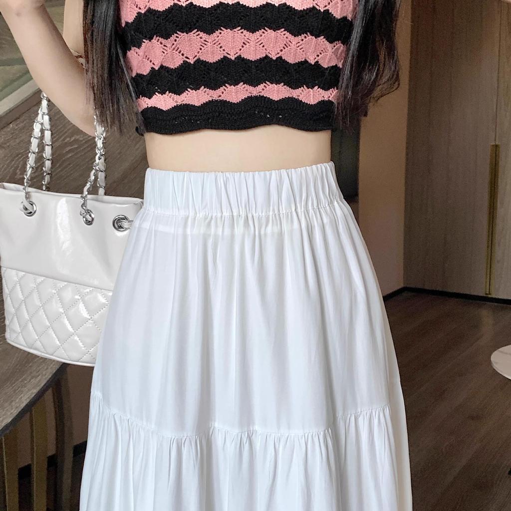 Petite A-Linien Midirock mit hoher Taille und schwarzem Schirm für Damen - Sommerkollektion 2025