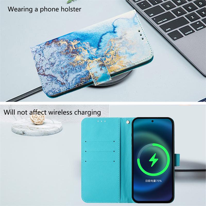 Marble Case for Google Pixel 11 10 9 Pro XL 10A 9A 8A 8 7 7A 6 6A 5A 4A 5 Pro Paint Cases Leather Wallet Flip Phone Cover Capa