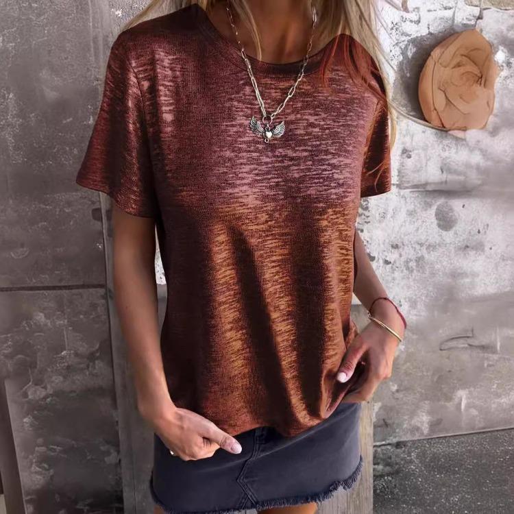 Women's Summer Short Sleeved Round Neck T-shirt Top