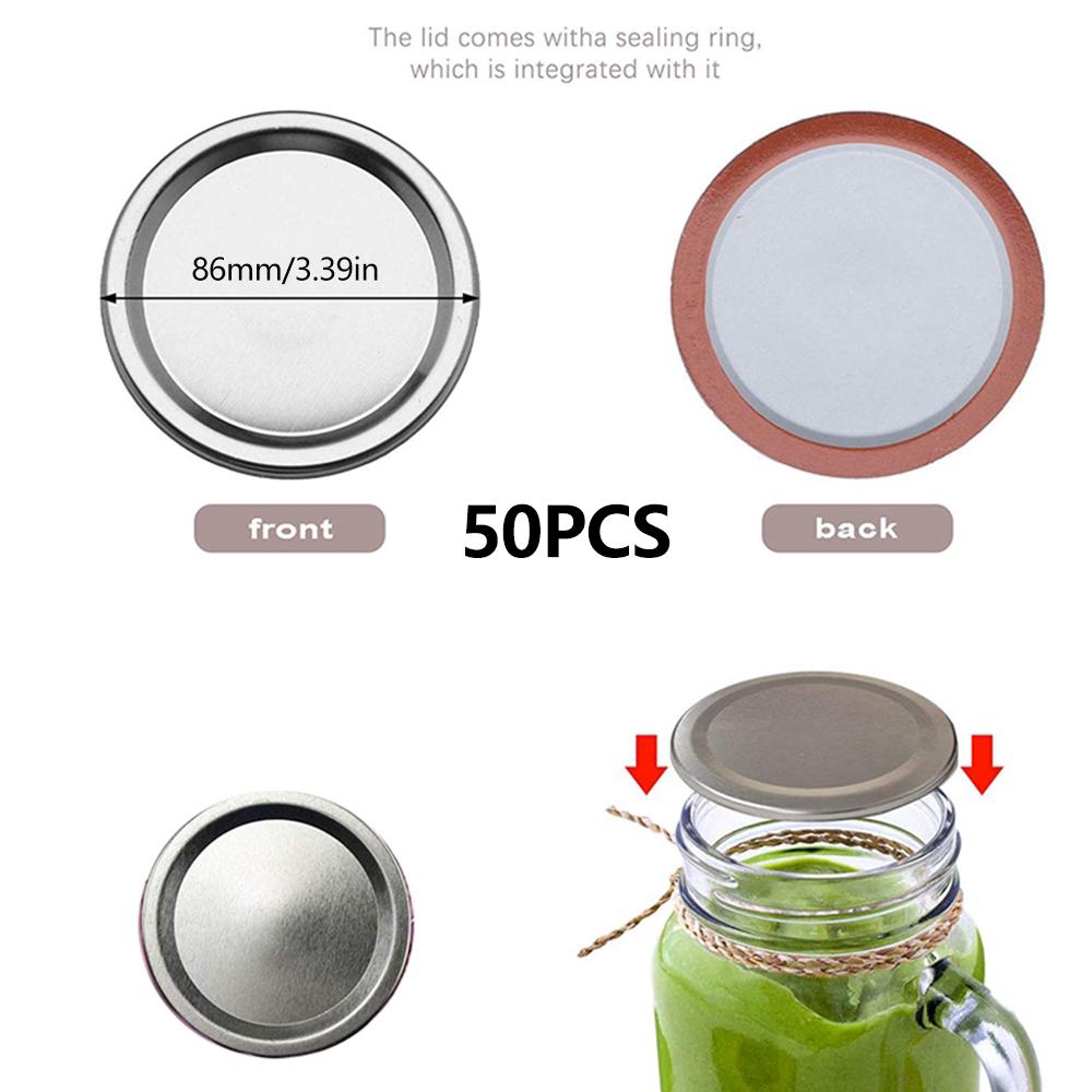 

Mason Jar Lids Regular Mouth Canning Lids Silver Reusable Metal Canning Jar Lids Leak-proof Split-Type Canning Caps 50/100/200