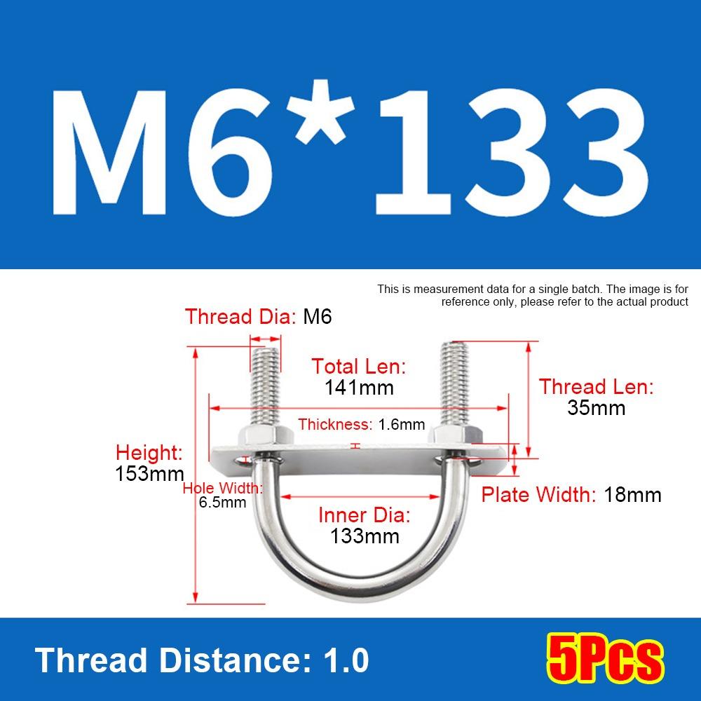1Set Screws M6 Round Tube Clamp 304 Stainless Steel Right Angle U-bolt Round Bolt  for Round Tube