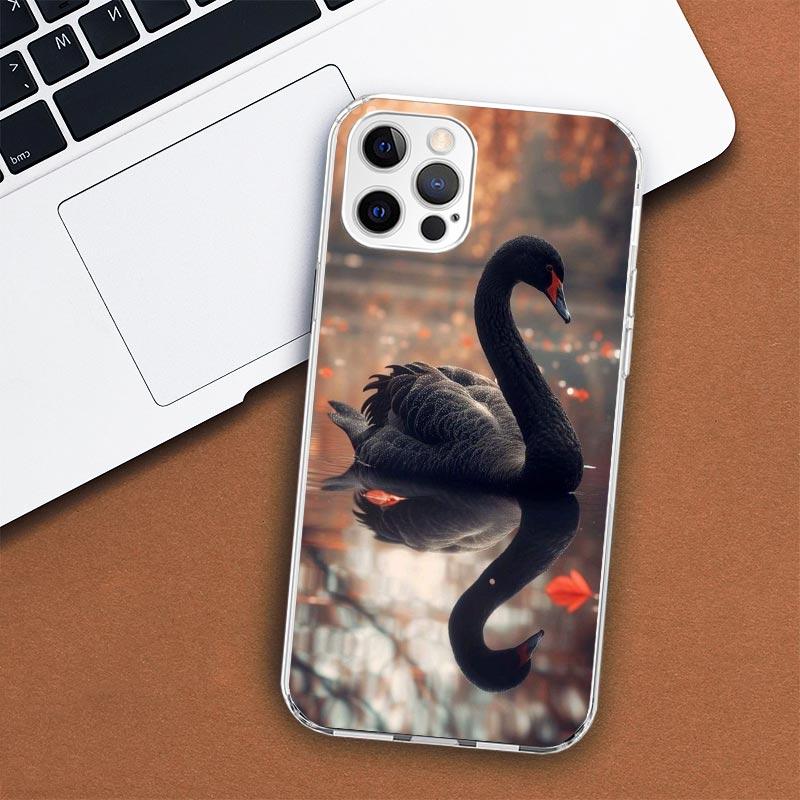 Black Swan Noble Phone Case For Apple iPhone 11 12 13 15 14 Pro 7 XR X XS Max 8 Plus + Mini SE Customized Print Soft Cover