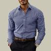 Chemise Décontractée Rayée pour Homme à Impression Numérique 3D à Manches Longues