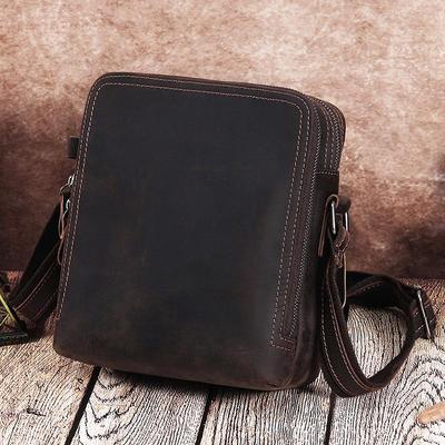 Men’s Casual Retro Genuine Leather Crossbody Bag - Single Shoulder Small Crazy Horse Style