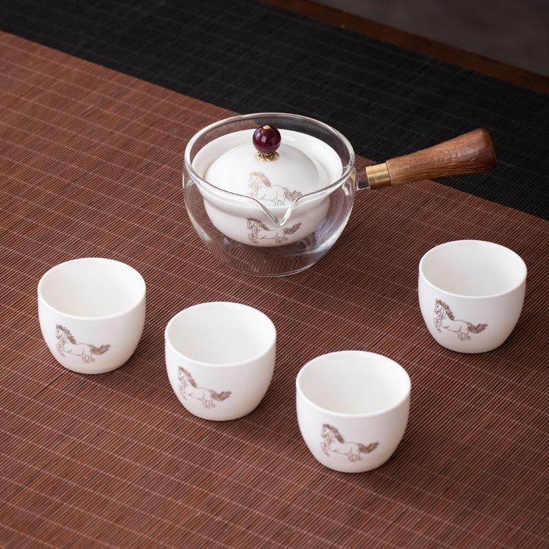 2026 Rotating Teapot Travel Set – Portable Gongfu Tea Cup & Pot for Home and Car