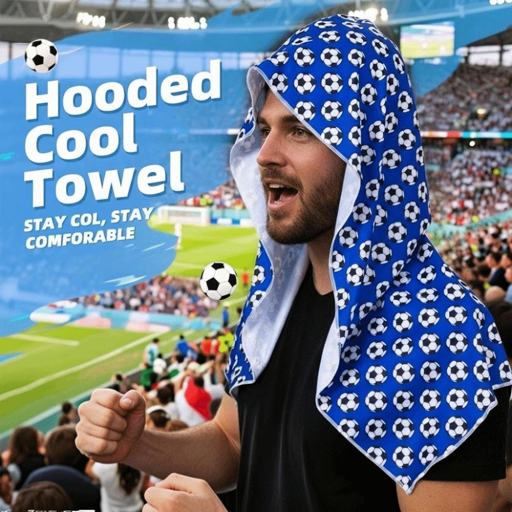 Football Pattern Cool Towel Cool Neck with Buttons Sun Protection Towel Breathable Ice Cool Cap