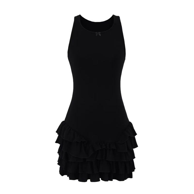 Miuli Miu Style American Sweetheart Gyaru Design Sense Frill Multi-Layer Cake Skirt Sleeveless Vest Dress