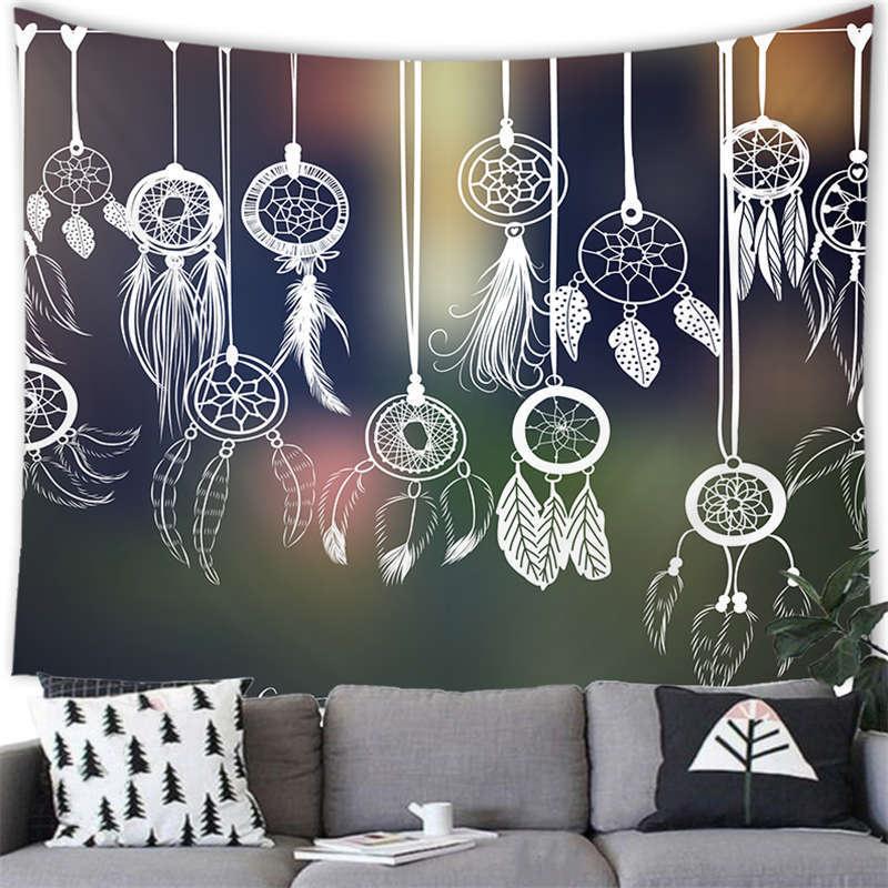 Bohemian Dream Catcher Tapestry Psychedelic Feather Mystical Decor Bedroom Hippie Wall Carpet Beach Towel Home Decor