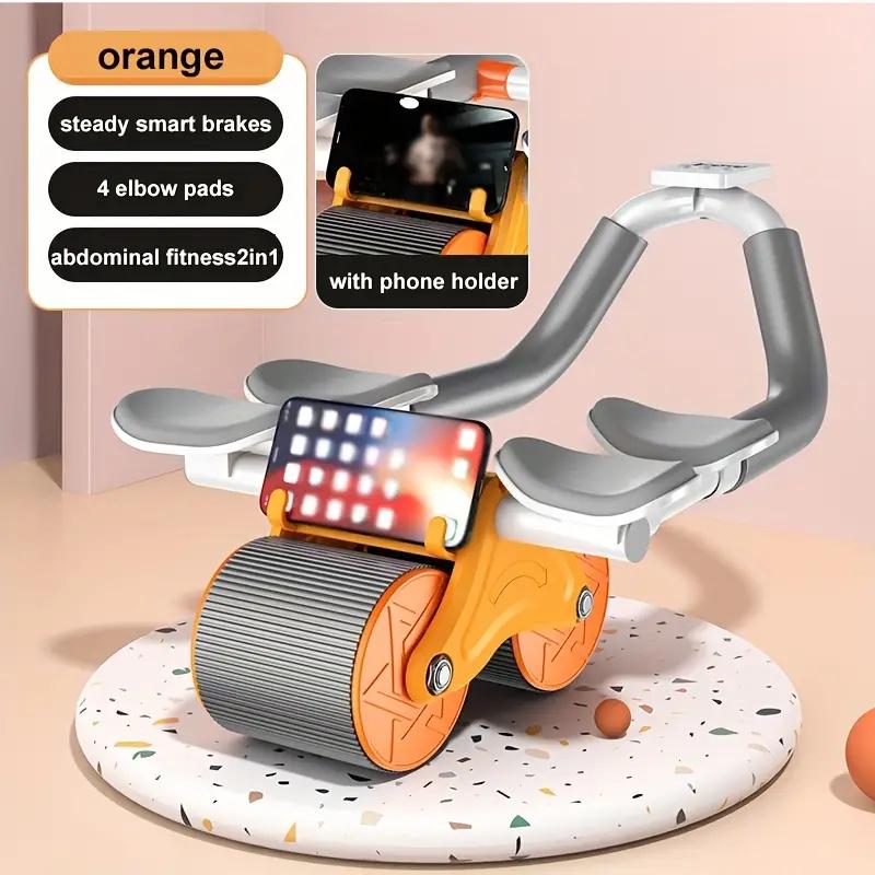 

Колесо для упражнений на пресс с автоматическим отскоком, наколенниками и таймером, ролик для брюшного пресса с двойным колесом, оборудование для силовых тренировок, ролик для пресса оранжевый