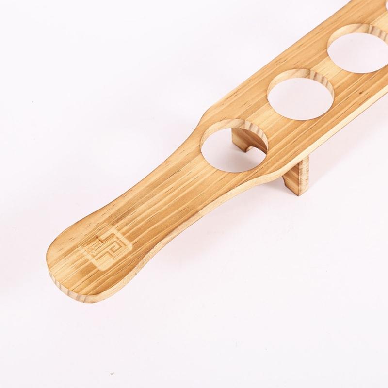 6 Holes Wooden Stand for Tequila Shot Glasses Presentation Tray Large Capacity Display Storage Solution