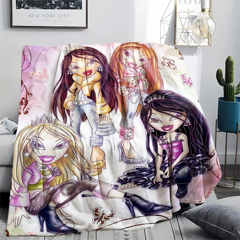 1pz Coperta di Flanella con Stampa Bratz, Alta Qualità per Tutte le Stagioni, Arredamento per la Casa, Calore e Comfort, Perfetta per Regali di Natale