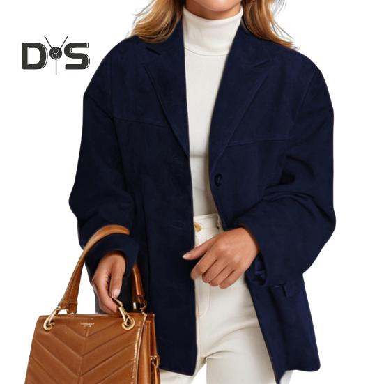 Dámský oblek Kabát Klopa Dlouhý rukáv Knoflíky Zapínání Bunda Jednobarevné Obchodní svrchní oděvy v městském stylu