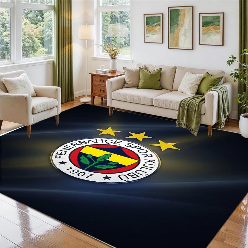 Fenerbahçe FC Design Crystal Velvet Rug Soft Decorative Mat for Bedroom Entrance