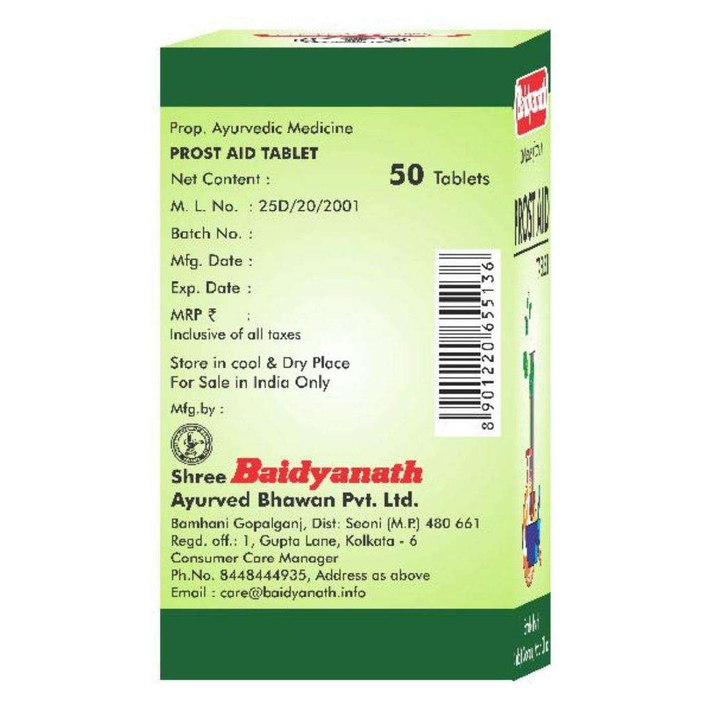Baidyanath Asli Ayurved Prostaid 50 Tablets Herbo-Mineral Urinary Health Support Formula
