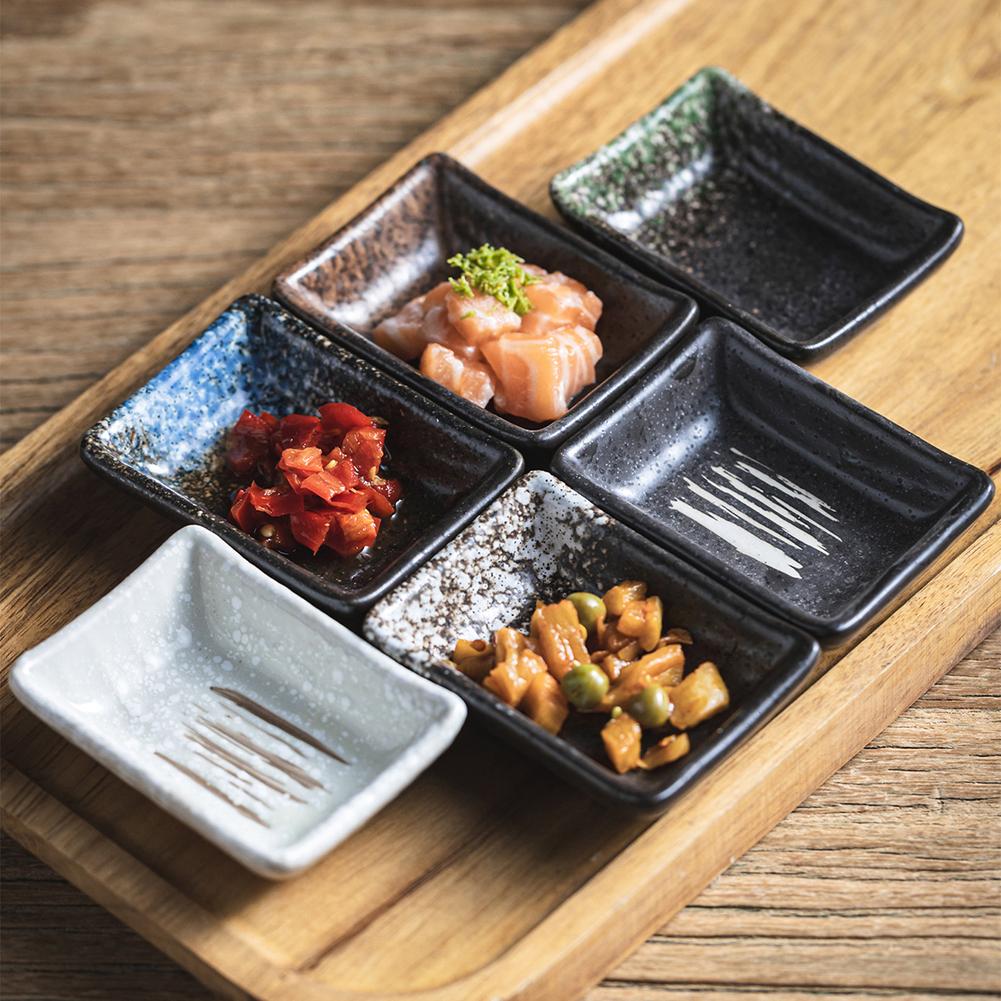 Japanese Sauce Rectangular Dish Household Seasoning Dish Mustard-Soy Small Dish Ceramic Plates Tableware Home Kitchen Supplies