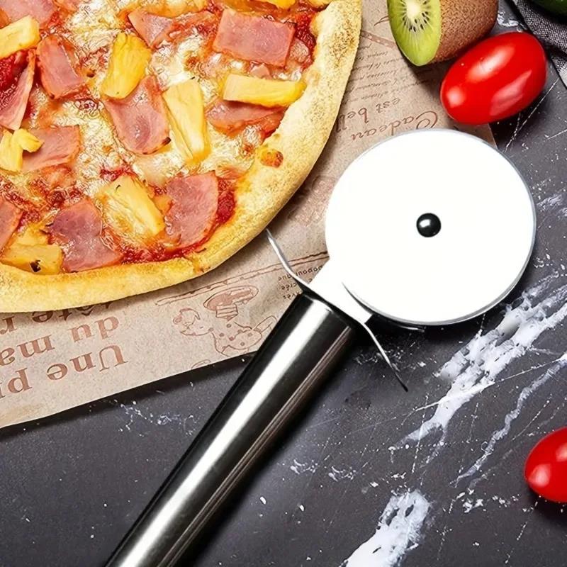 Stainless Steel Pizza Cutter Wheel Kitchen Dough Slicer Tool for Pizza Mooncake Waffle Cookies Ergonomic Non-Slip Handle, 1