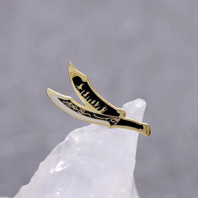 Alloy Elegant Cartoon Brooch With Retro Sword Shape For Fashionable And Artistic Wear