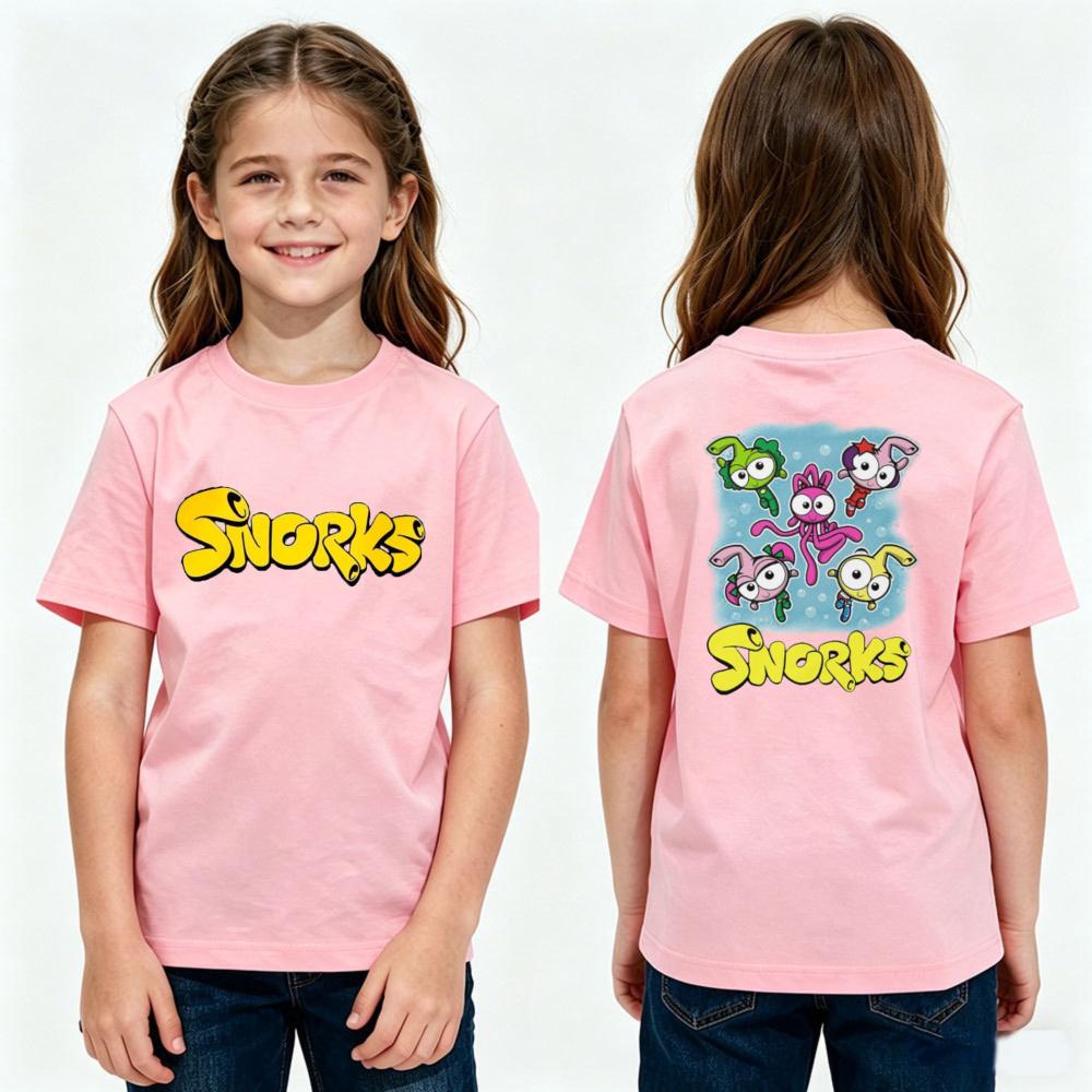 Snorks Cartoon Graphic Printed TShirt Boys and Girls Casual T-shirt Kids Summer Polyester Short Sleeve Daily Life Children Shirt