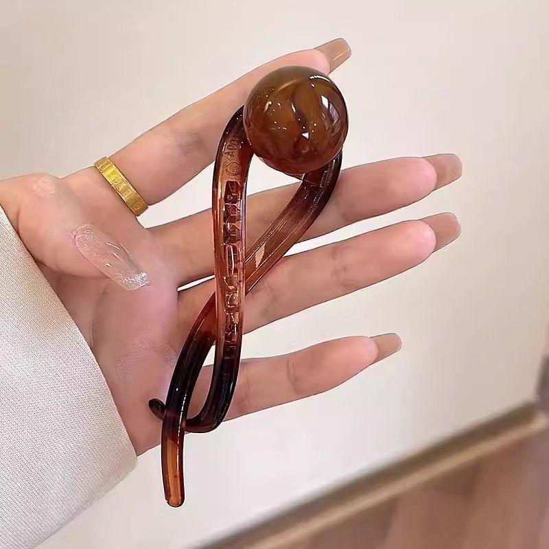 New Twist Hair Clip Plastic Acrylic Bead Imitation Pearl Hairpin Twisted Design Women Simple Hair Accessories