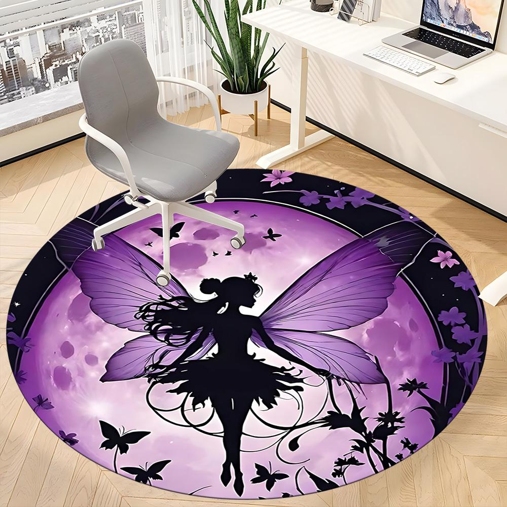 1pc Fairy Moonlight Office Round Area Rug, Indoor Mat Suitable ForOffice, Under Office Chairs Bedroom Living Room Home Decor T146