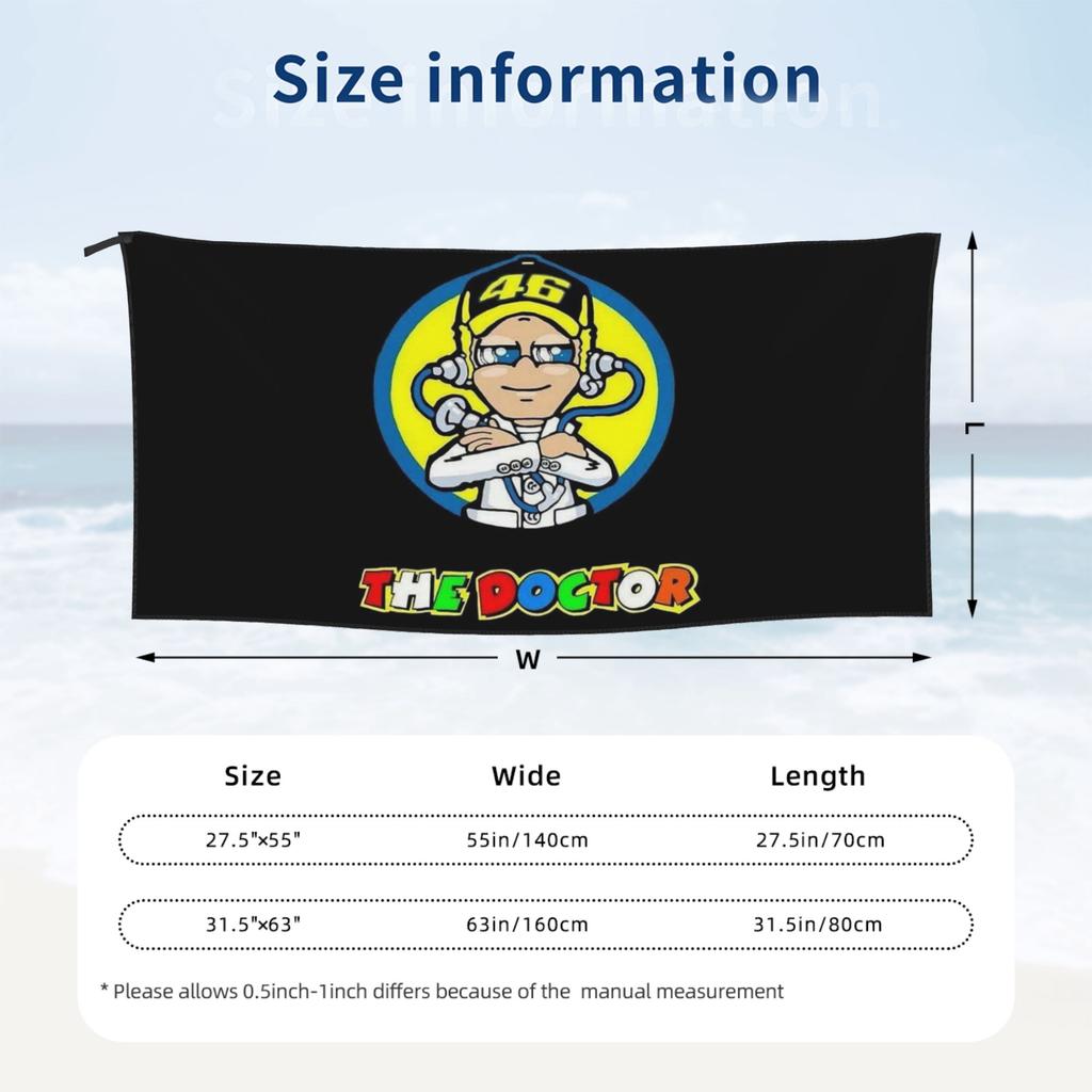 Motorcycle Racing Motor Rossi Beach Towel Soft Microfiber Quick Dry Absorbent Quick Towels For Swimming