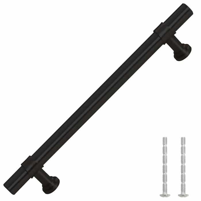 VidaXL Poignées d'Armoire 10 pcs, Poignées de Placard, Poignées en Forme de T Cuisine Maison Intérieur, Noir 128 mm Acier 155422