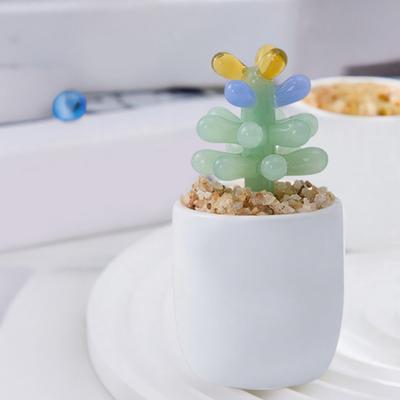 Mini Glas Blumenfigur Handgeblasen Kunstkristall Hyazinthe Kaktus Sammlerstück Ornament für Haus Büro Tischplatte Garten Auto Innenraum Dekoration