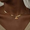 18K Gold-Plated Fashionable 304 Stainless Steel Zodiac Necklace with Flat Snake Chain, Colorfast.