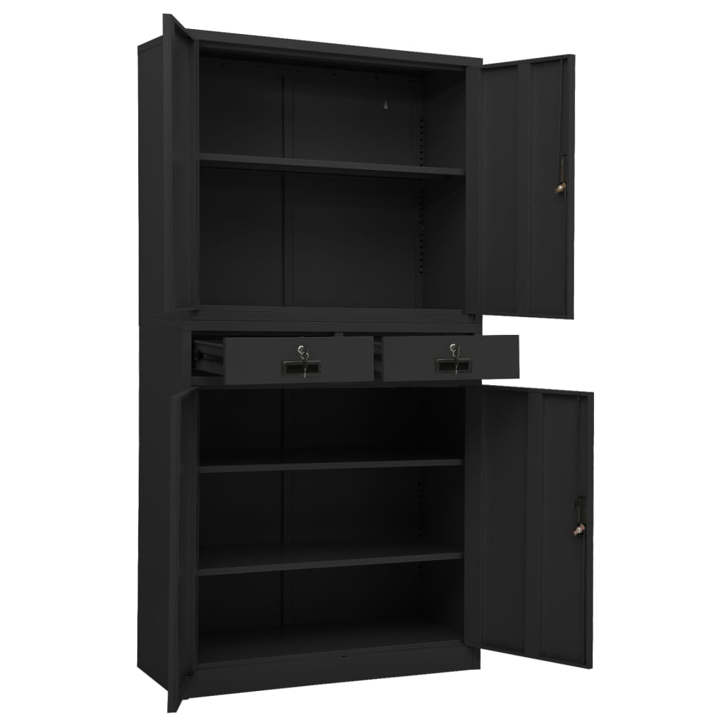 Office Cabinet Anthracite Grey 90 x 40 x 180 cm Steel