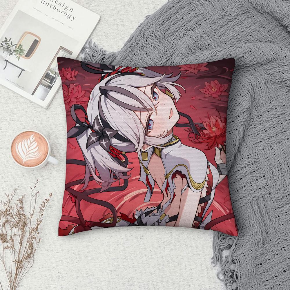 Wuthering Game Camellya Cushion Cover Square Pillow Bedroom Sofa Leisure Comfort Living Room Home Decoration X