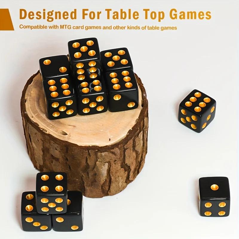 6 Pezzi Dadi Neri e Dorati, Dadi Premium per Giochi da Tavolo, Accessori Classici per Giochi da Tavolo per Divertimento in Festa in Famiglia